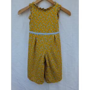 Janie And Jack Girls Floral Ruffle Trim Jumpsuit Sz 3 Sun Shower Floral Yellow